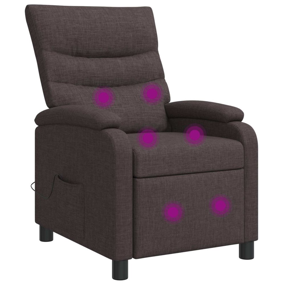 vidaXL Massagefåtölj Mörkbrun Tyg