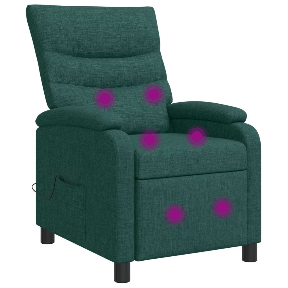 vidaXL Massagefåtölj Mörkgrön Tyg