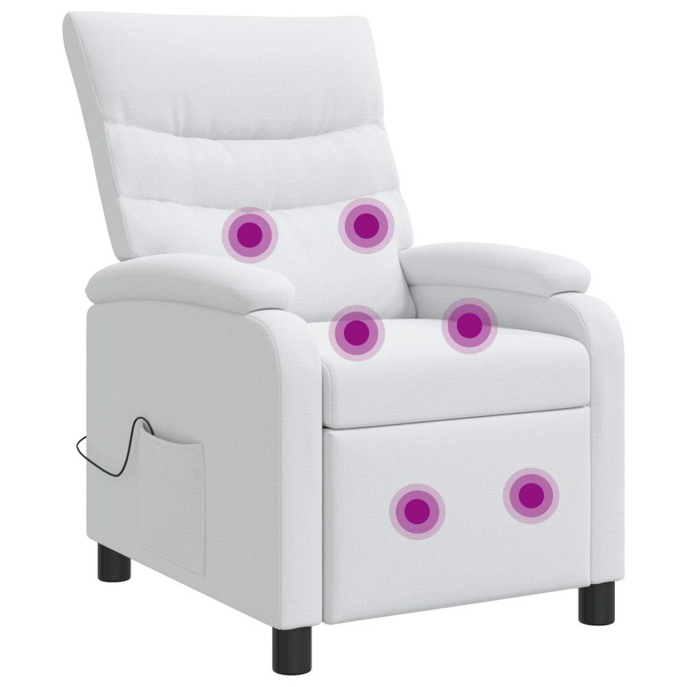 vidaXL Massagefåtölj Vit Tyg