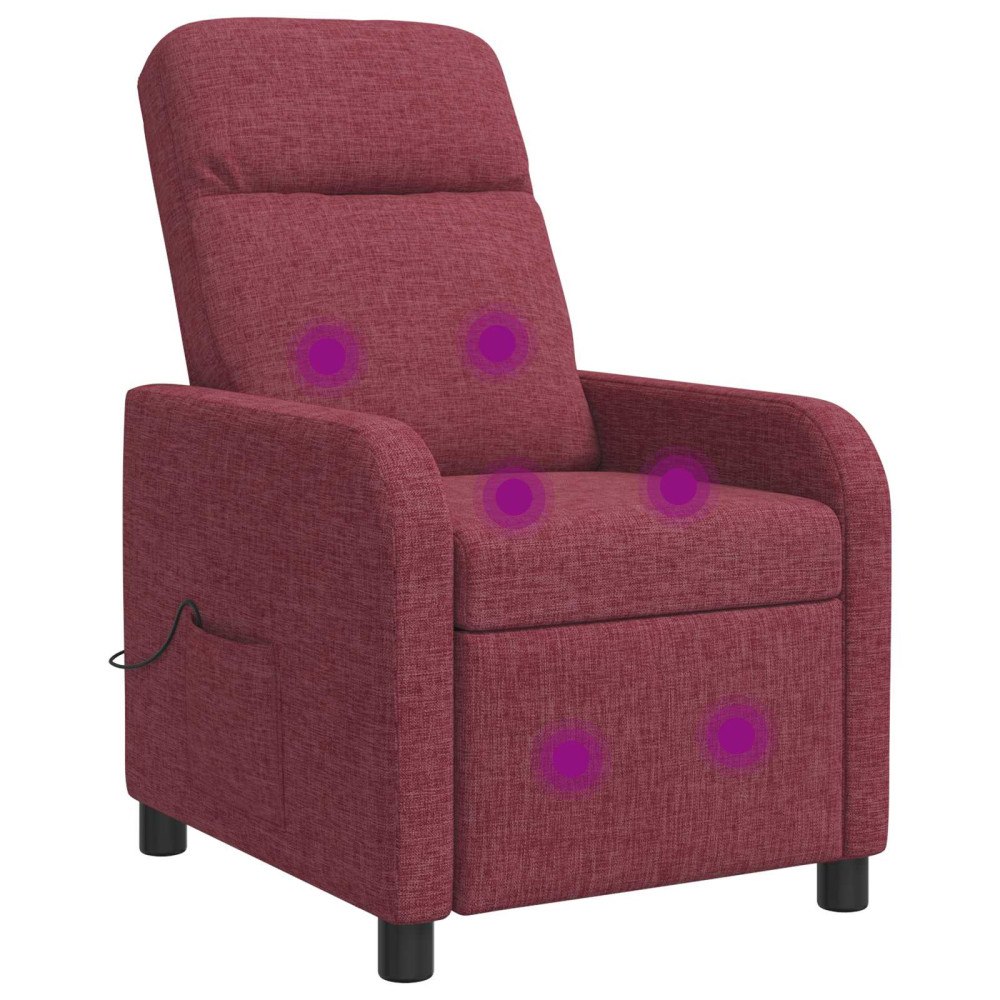 vidaXL Massagefåtölj Vinröd Tyg