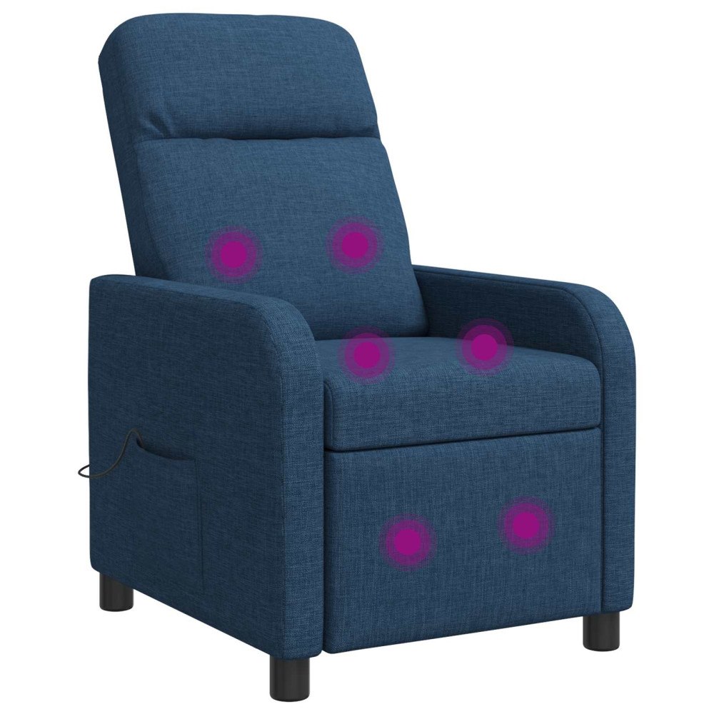 vidaXL Massagefåtölj Blå Tyg