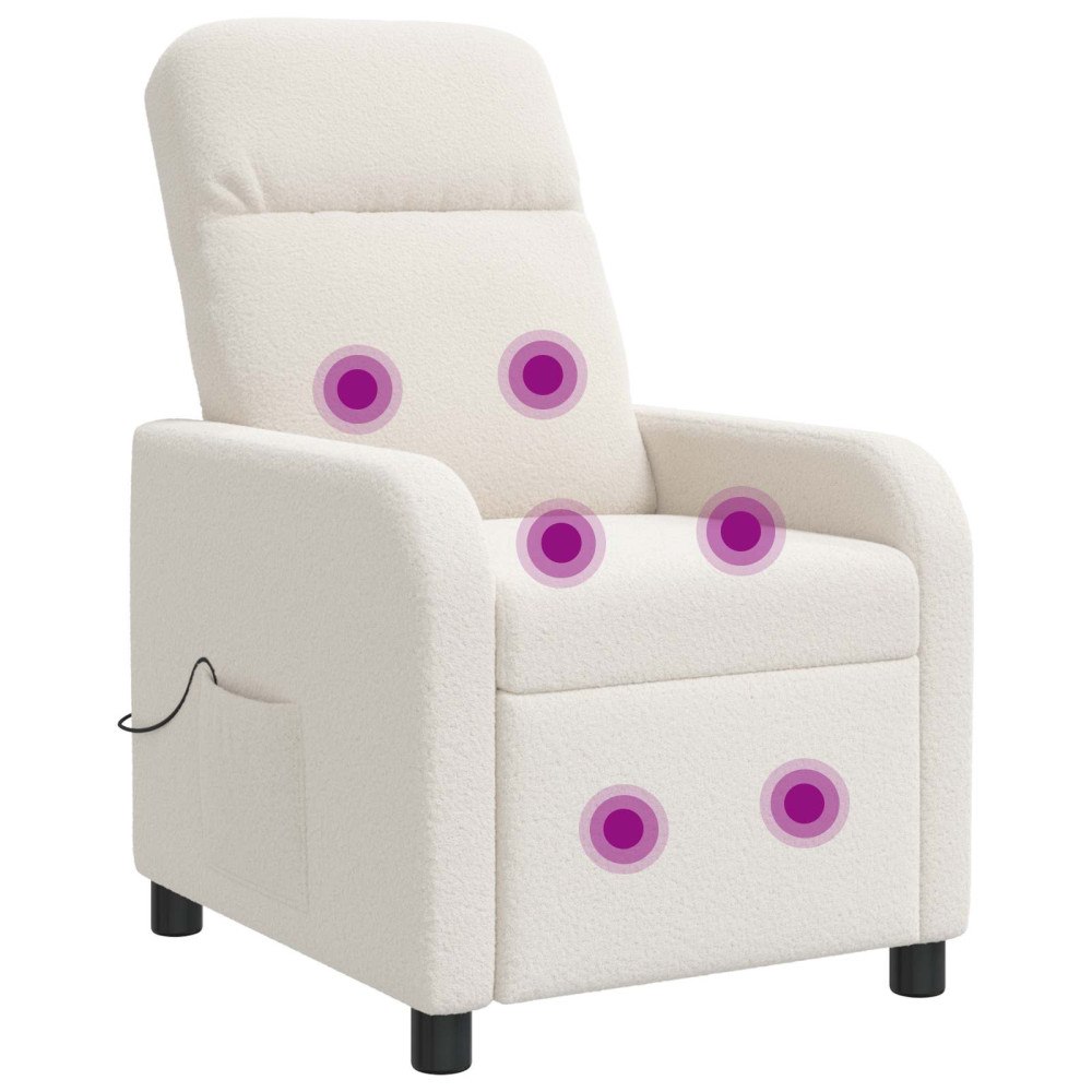 vidaXL Massagefåtölj Gräddvit Bouclé