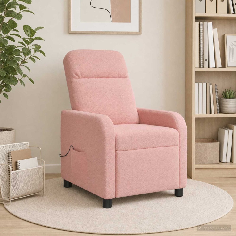vidaXL Massagefåtölj Rosa Bouclé