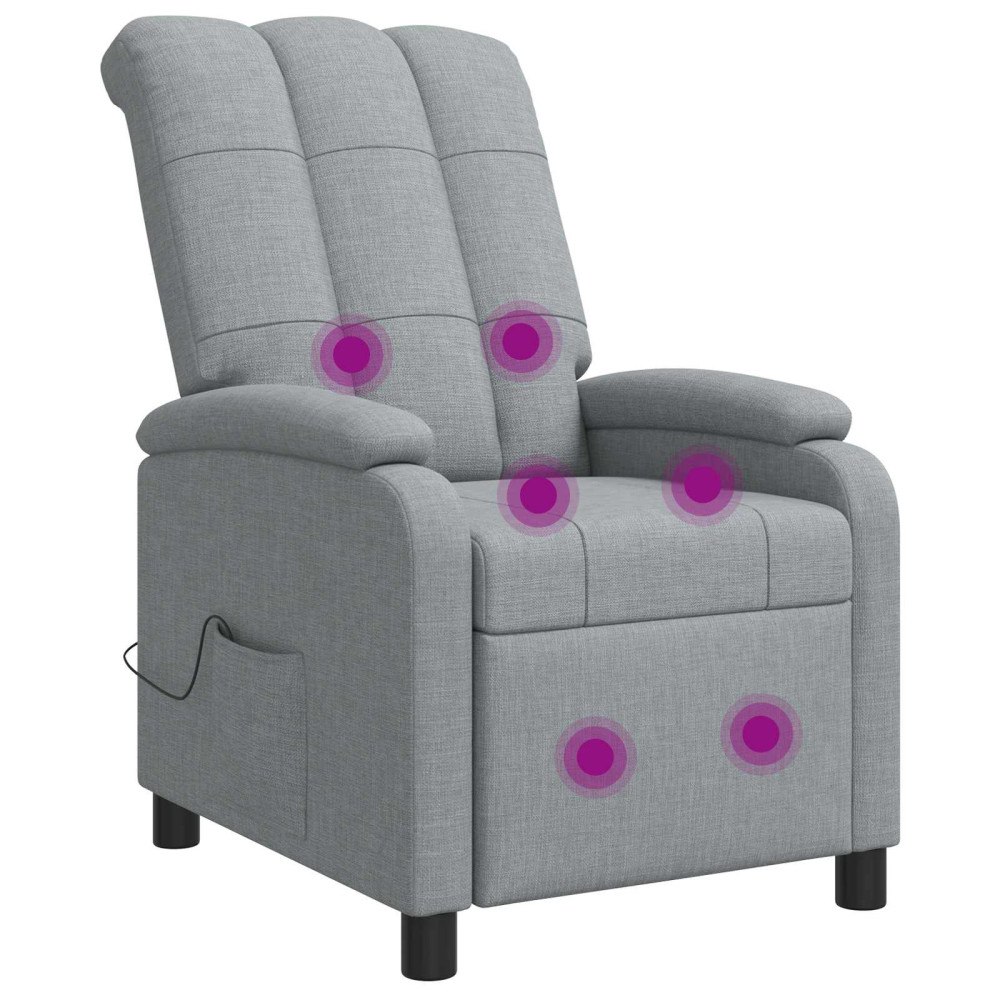 vidaXL Massagefåtölj Ljusgrå Tyg