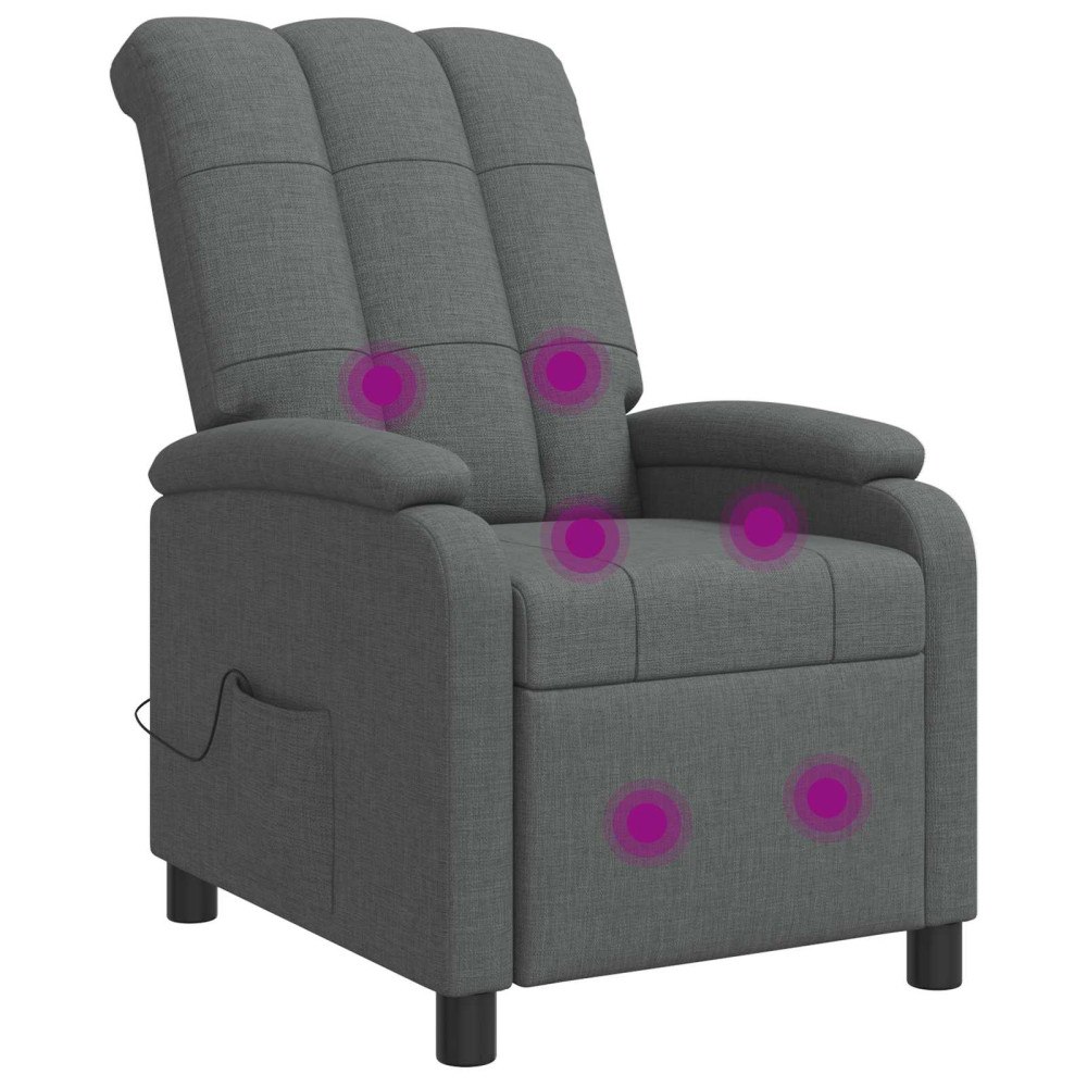 vidaXL Massagefåtölj Mörkgrå Tyg