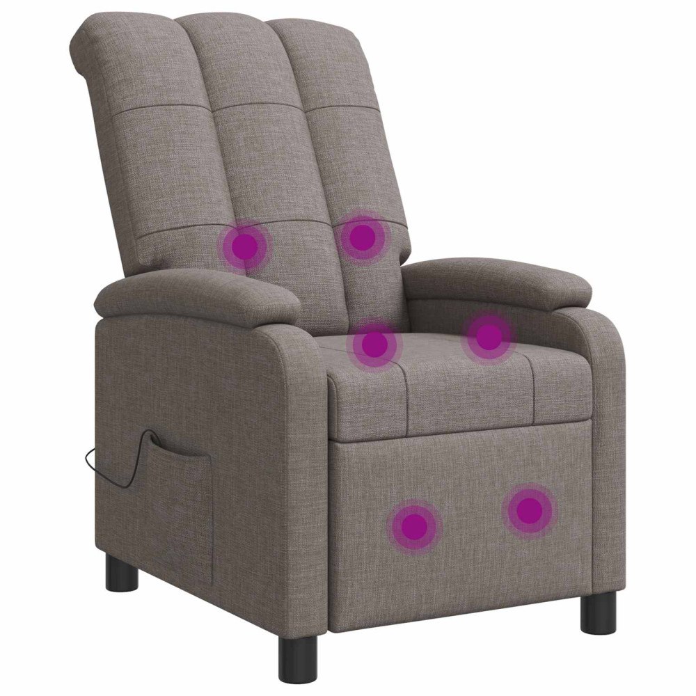 vidaXL Massagefåtölj Taupe Tyg