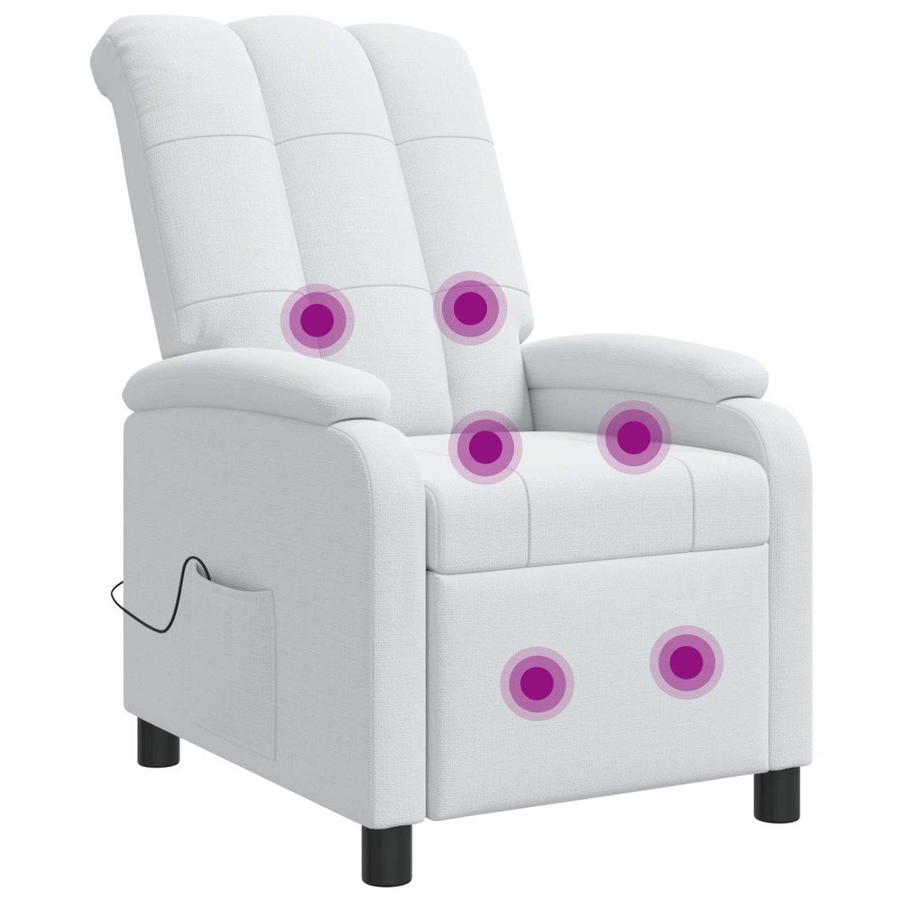 vidaXL Massagefåtölj Vit Tyg