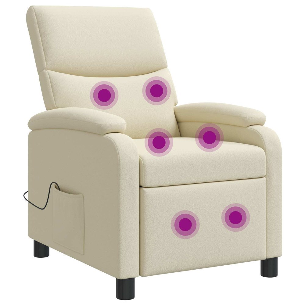 vidaXL Massagefåtölj Gräddvit Konstläder