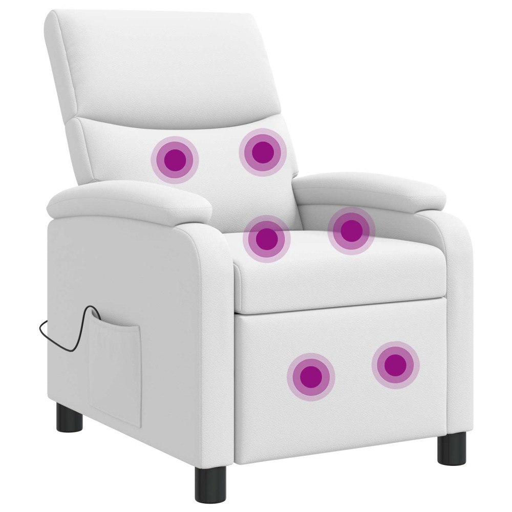vidaXL Massagefåtölj Vit Konstläder