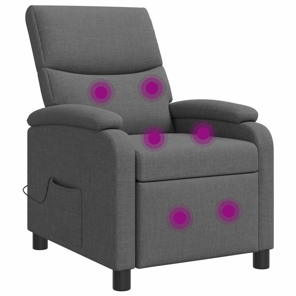 vidaXL Massagefåtölj Mörkgrå Tyg
