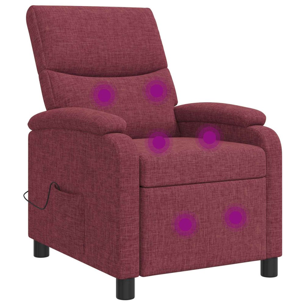 vidaXL Massagefåtölj Vinröd Tyg