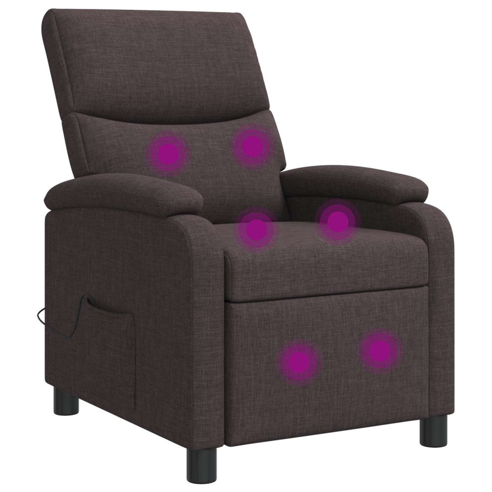 vidaXL Massagefåtölj Mörkbrun Tyg
