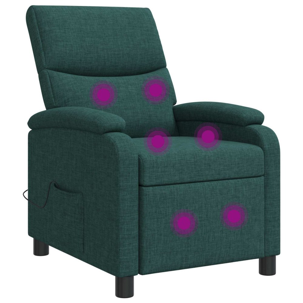vidaXL Massagefåtölj Mörkgrön Tyg