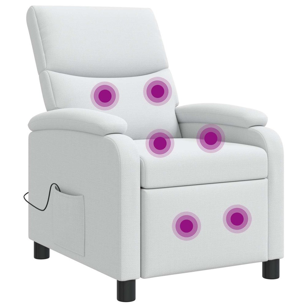 vidaXL Massagefåtölj Vit Tyg