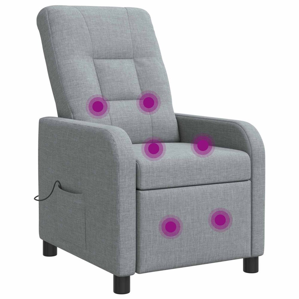 vidaXL Massagefåtölj Ljusgrå Tyg