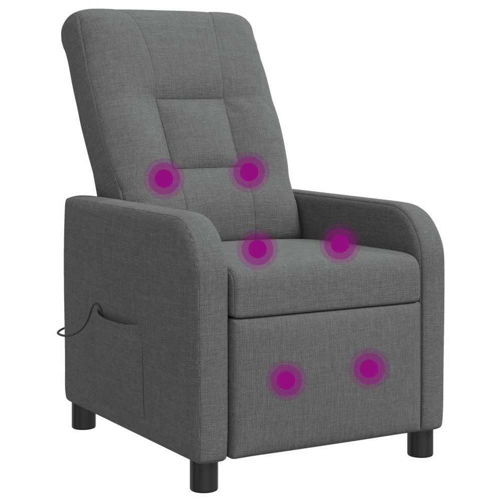vidaXL Massagefåtölj Mörkgrå Tyg