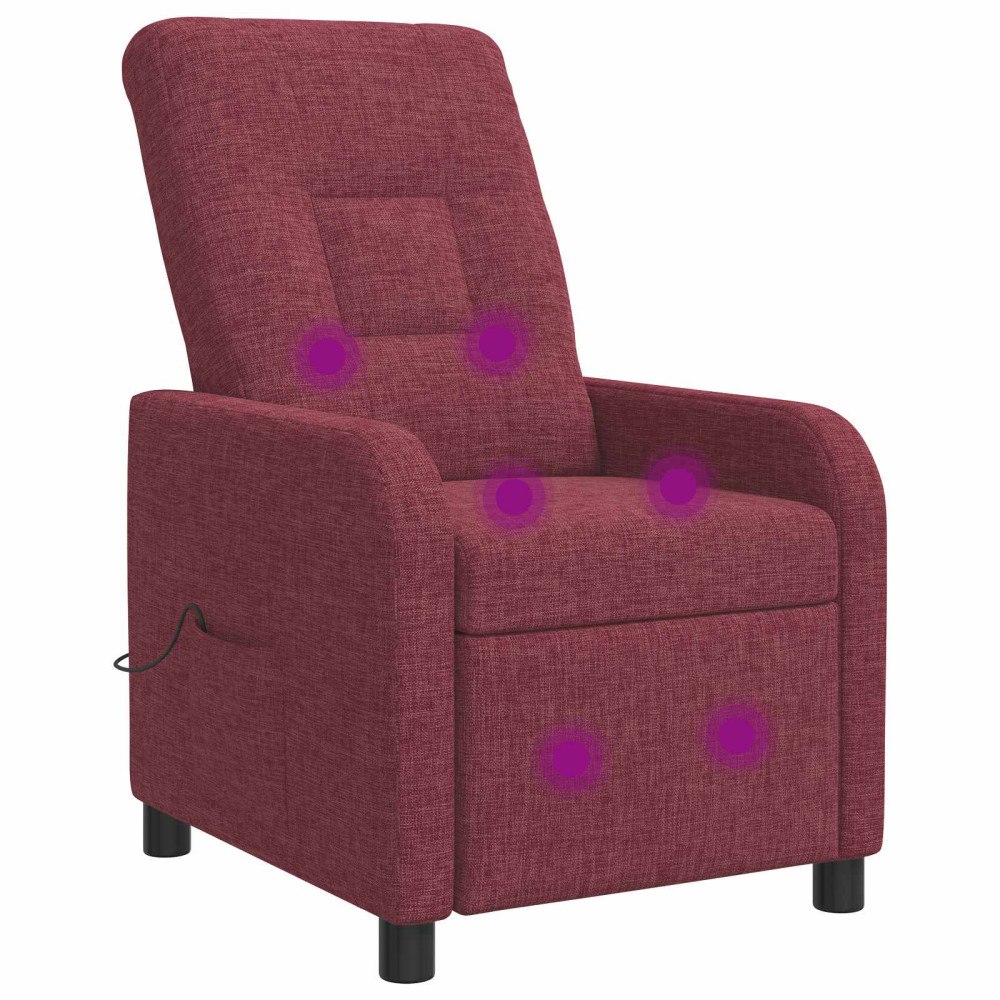 vidaXL Massagefåtölj Vinröd Tyg