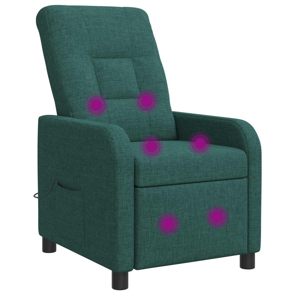 vidaXL Massagefåtölj Mörkgrön Tyg