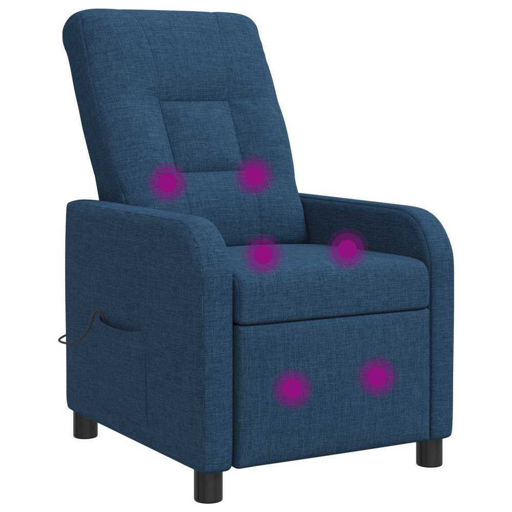vidaXL Massagefåtölj Blå Tyg