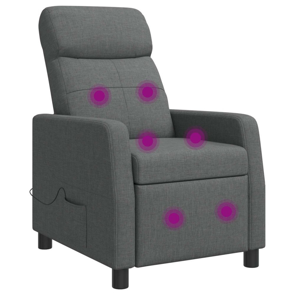 vidaXL Massagefåtölj Mörkgrå Tyg