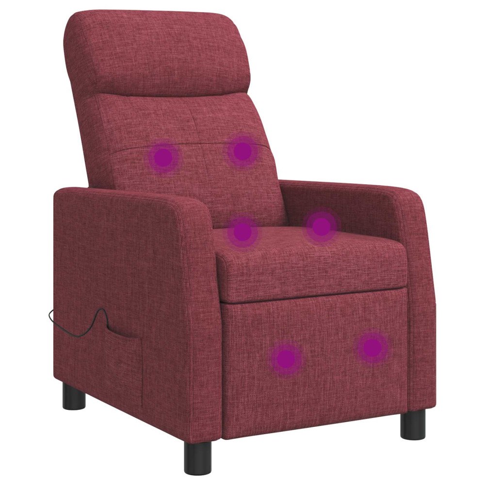 vidaXL Massagefåtölj Vinröd Tyg