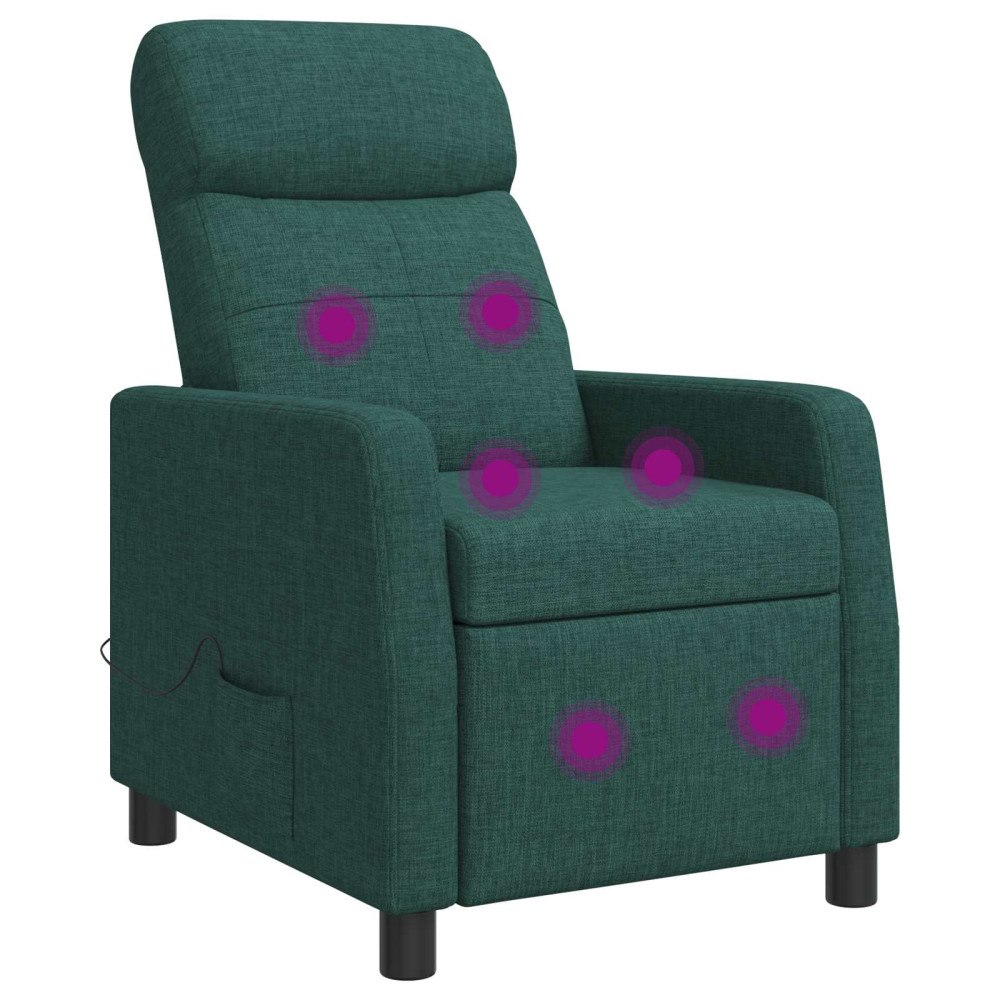 vidaXL Massagefåtölj Mörkgrön Tyg