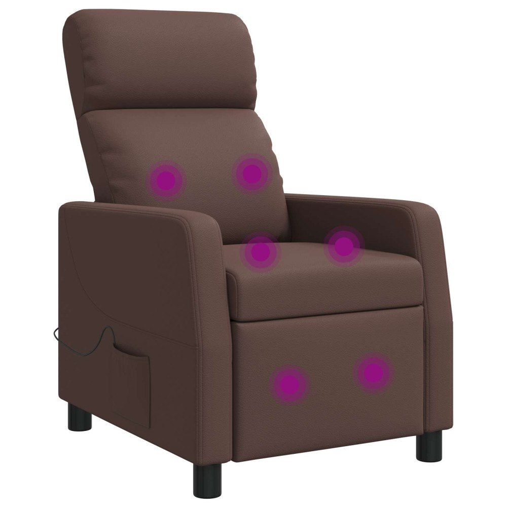 vidaXL Massagefåtölj Brun Konstläder