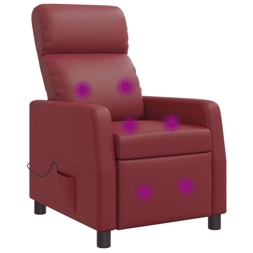 vidaXL Massagefåtölj Vinröd Konstläder