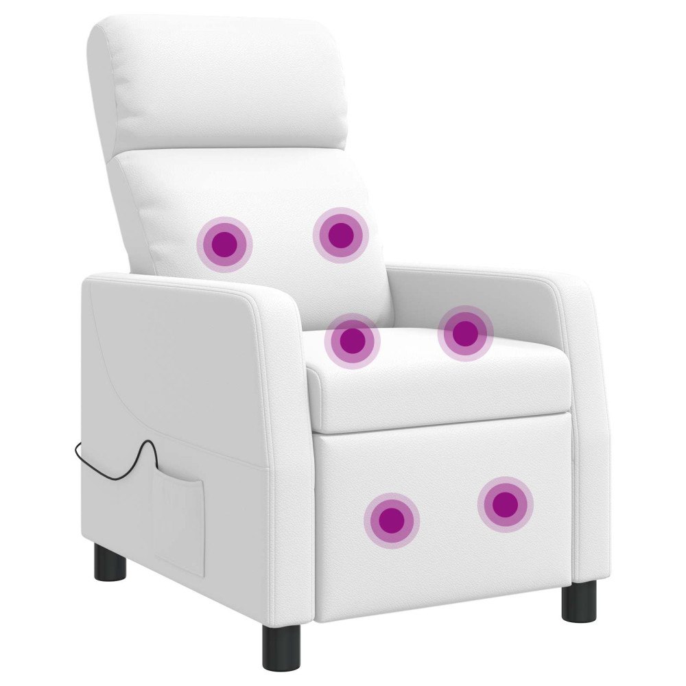 vidaXL Massagefåtölj Vit Konstläder