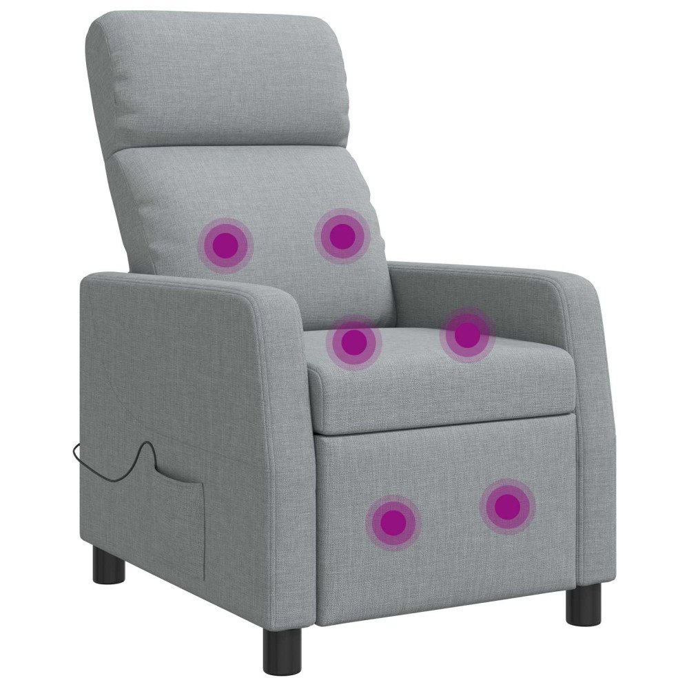 vidaXL Massagefåtölj Ljusgrå Tyg