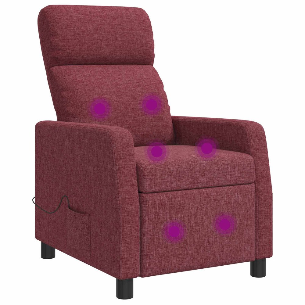 vidaXL Massagefåtölj Vinröd Tyg