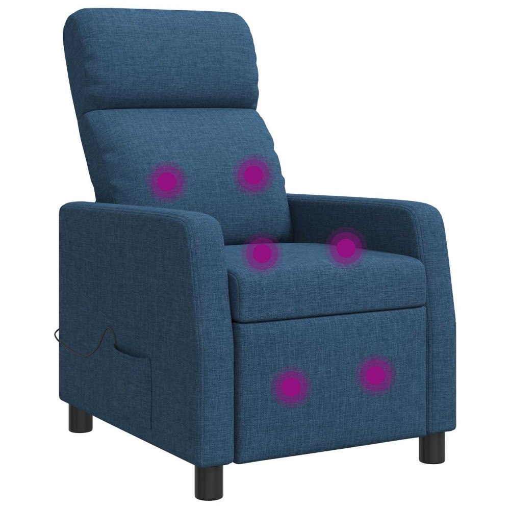 vidaXL Massagefåtölj Blå Tyg