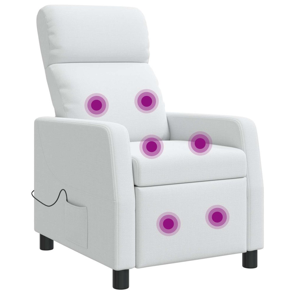 vidaXL Massagefåtölj Vit Tyg