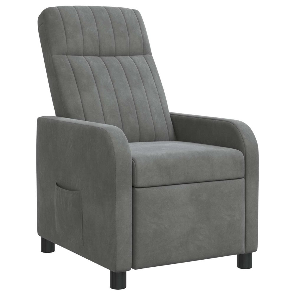 vidaXL Recliner Mörkgrå Sammet (V)