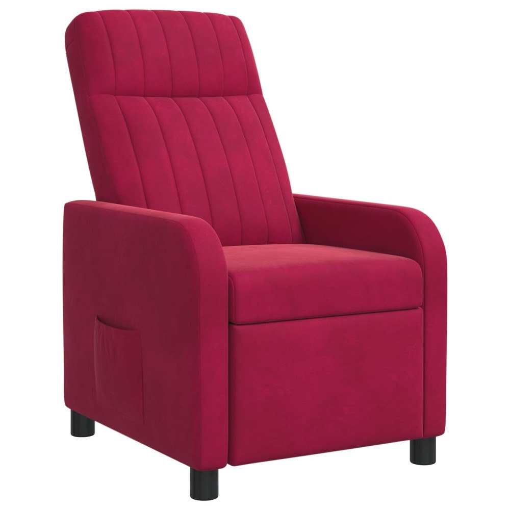 vidaXL Recliner Vinröd Sammet (V)