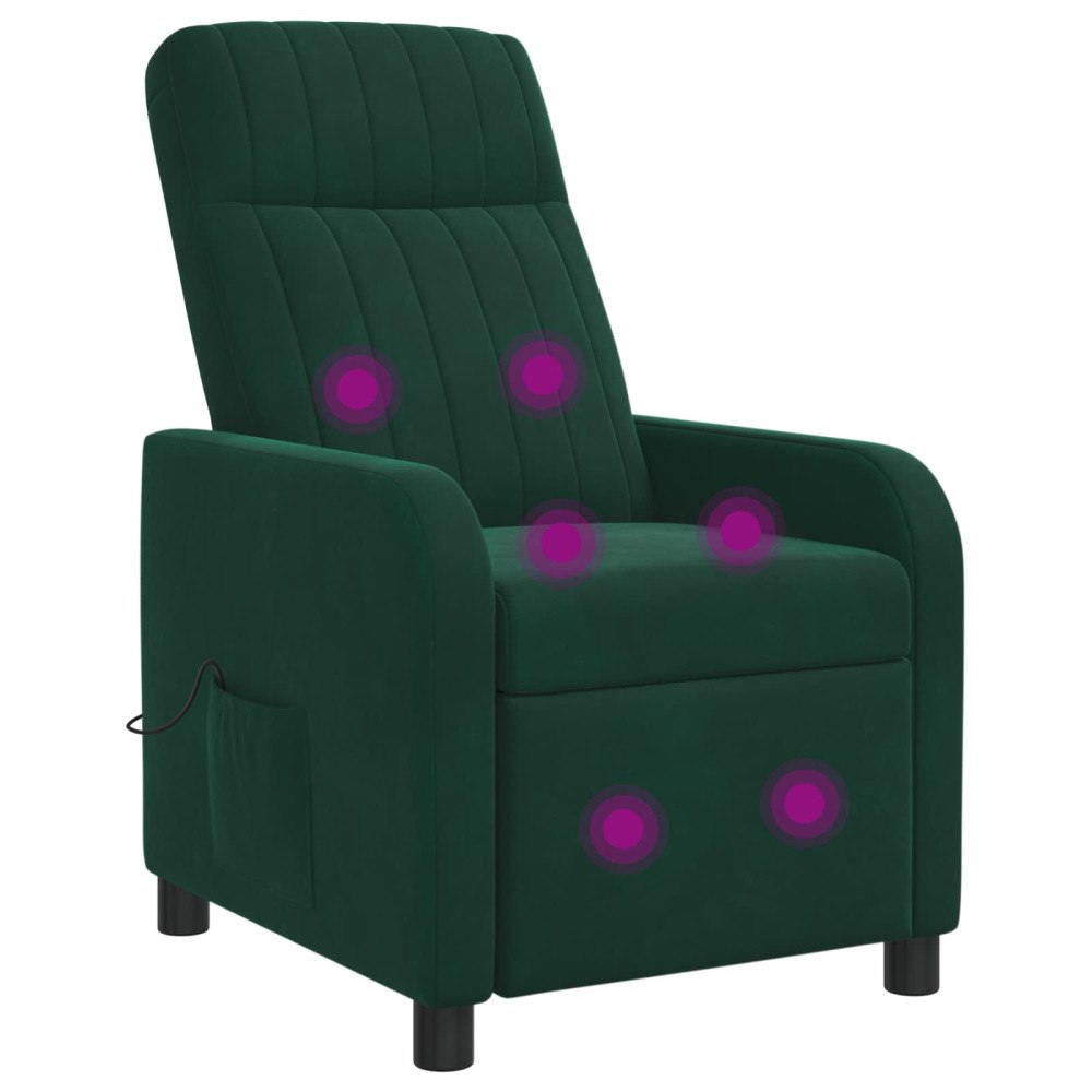 vidaXL Massagefåtölj Mörkgrön Sammet (V)