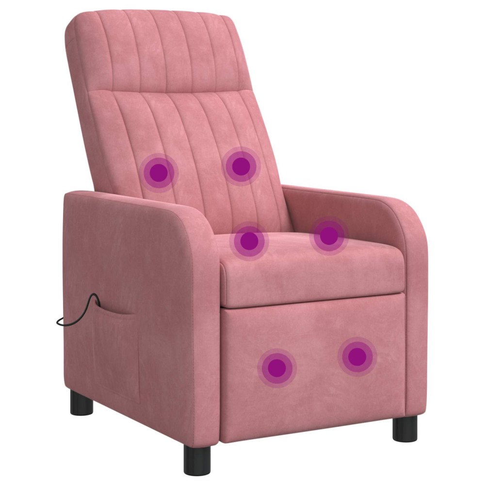 vidaXL Massagefåtölj Rosa Sammet (V)