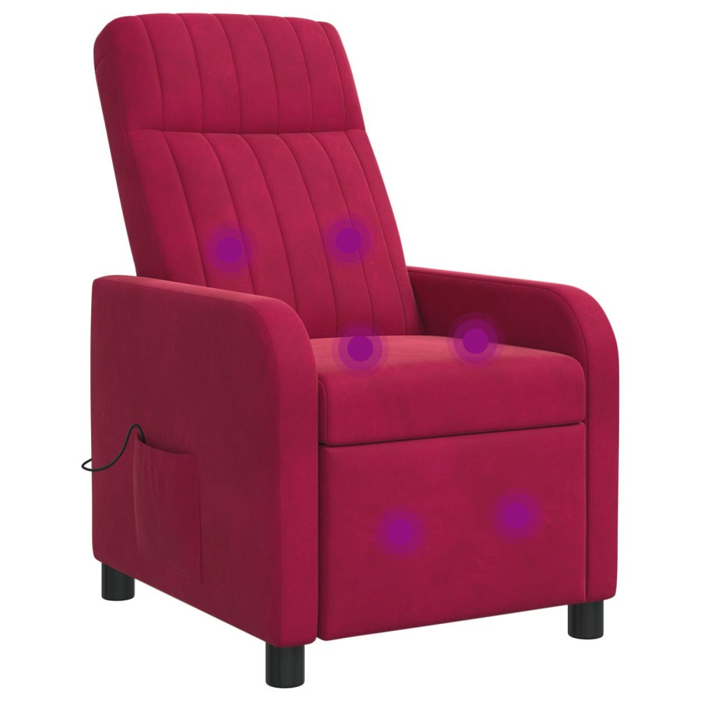 vidaXL Massagefåtölj Vinröd Sammet (V)