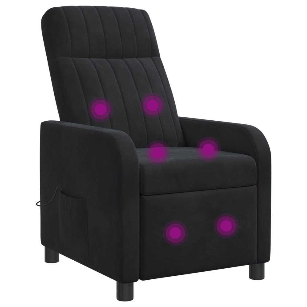 vidaXL Massagefåtölj Svart Sammet (V)