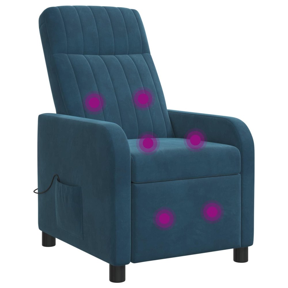 vidaXL Massagefåtölj Blå Sammet (V)