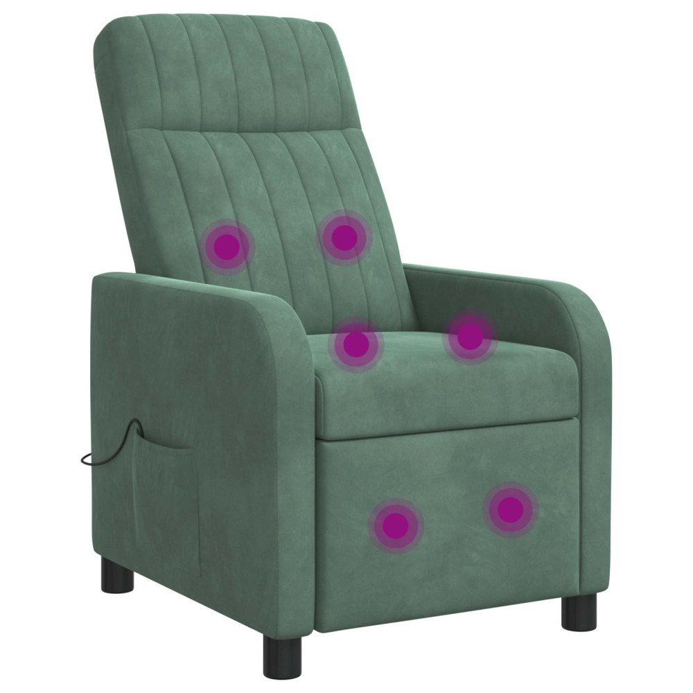 vidaXL Massagefåtölj Havgrön Sammet (V)