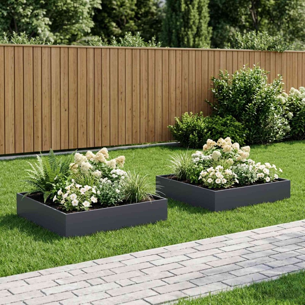 vidaXL Trädgårdsplanterare 2 st Antracit 100 x 100 x 20 cm