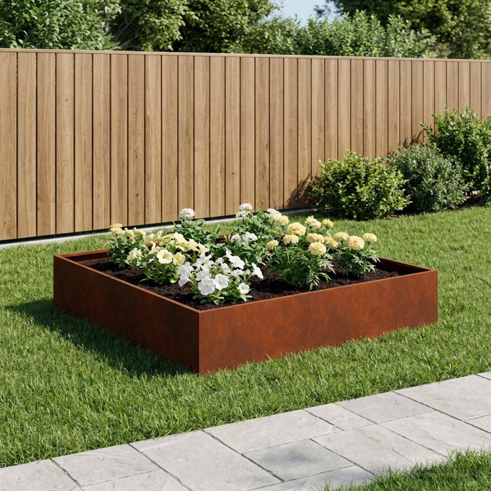 vidaXL Trädgårdsplanterare Rostig 100 x 100 x 20 cm