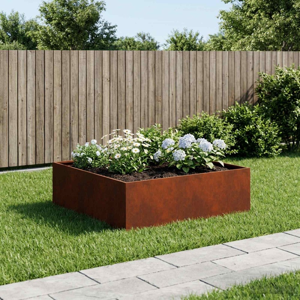 vidaXL Trädgårdsplanterare Rostig 100 x 100 x 30 cm