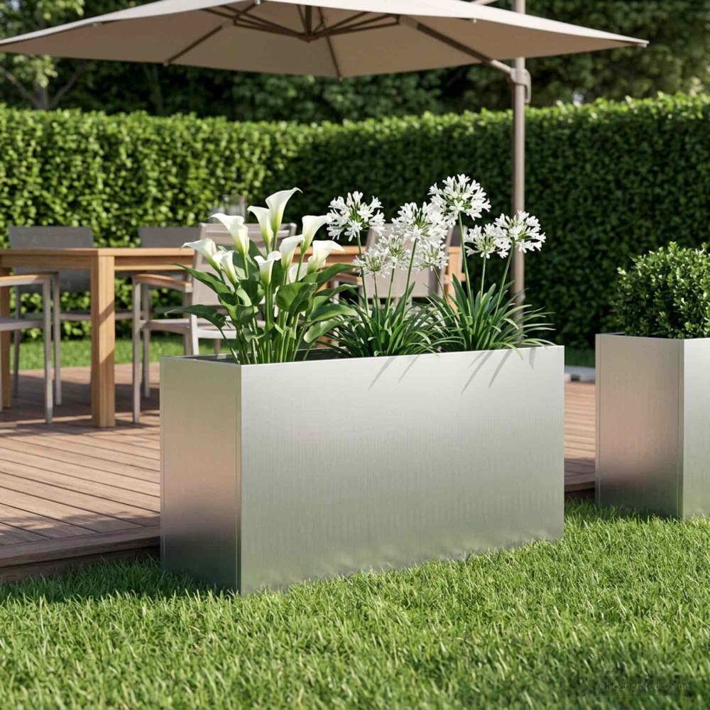 vidaXL Trädgårdsplanterare Silver 100 x 30 x 50 cm Galvaniserat stål