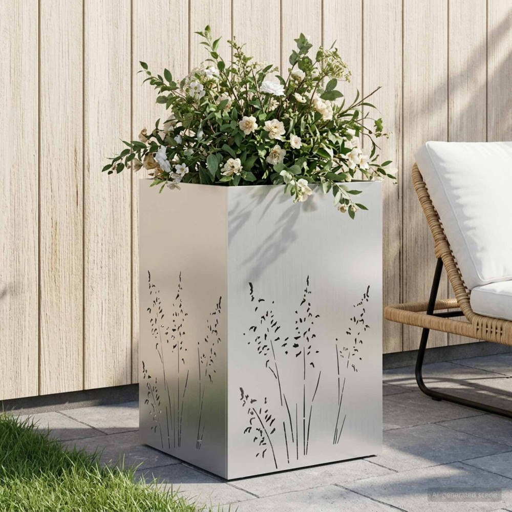 vidaXL Trädgårdsplanterare Silver 50 x 50 x 75 cm Galvaniserat stål