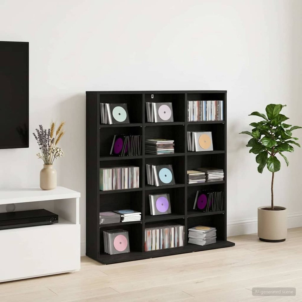 vidaXL CD Skåp Svart ek 96 x 23,5 x 97,5 cm Konstruerat trä