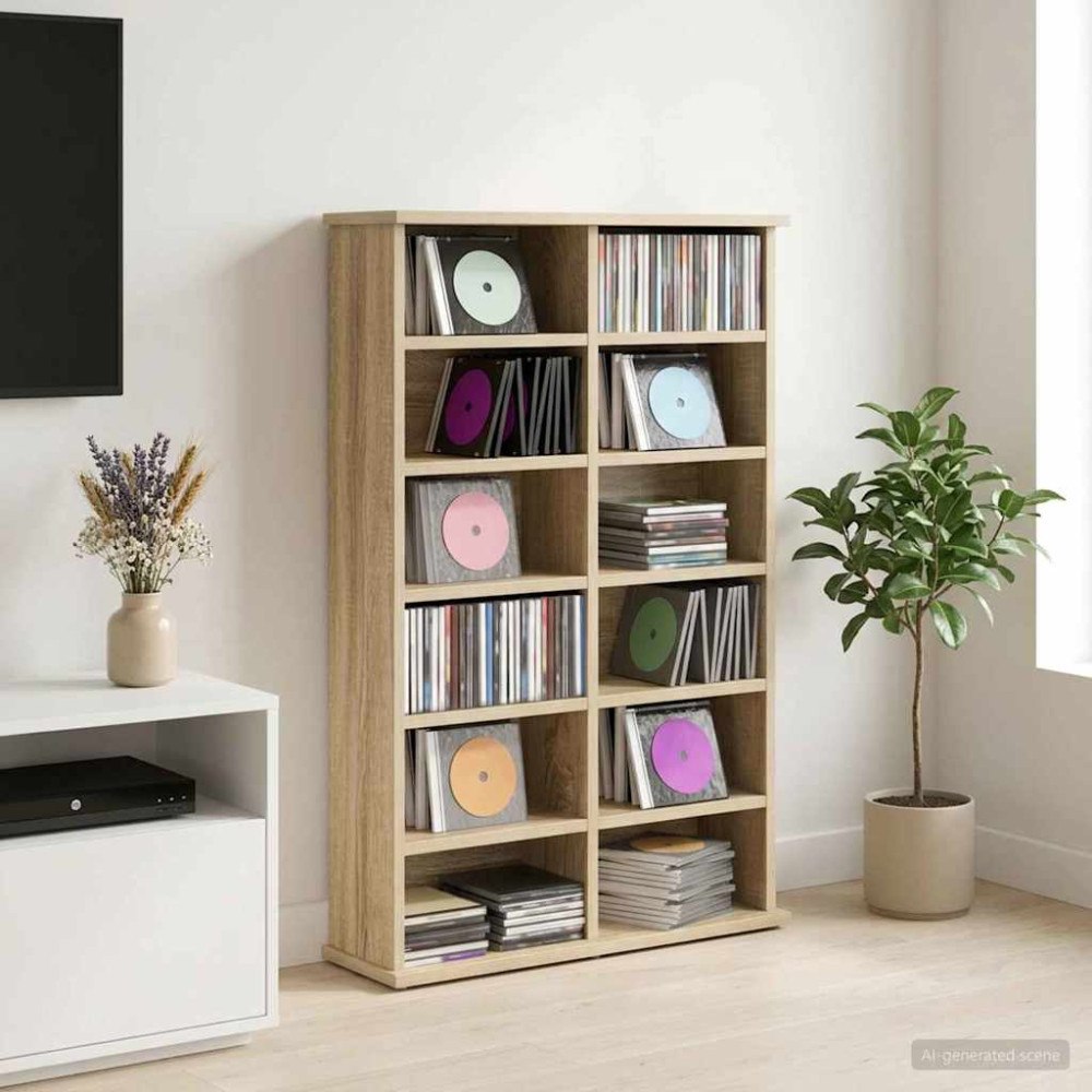 vidaXL CD Skåp Sonoma-ek 60 x 17 x 92 cm Konstruerat trä