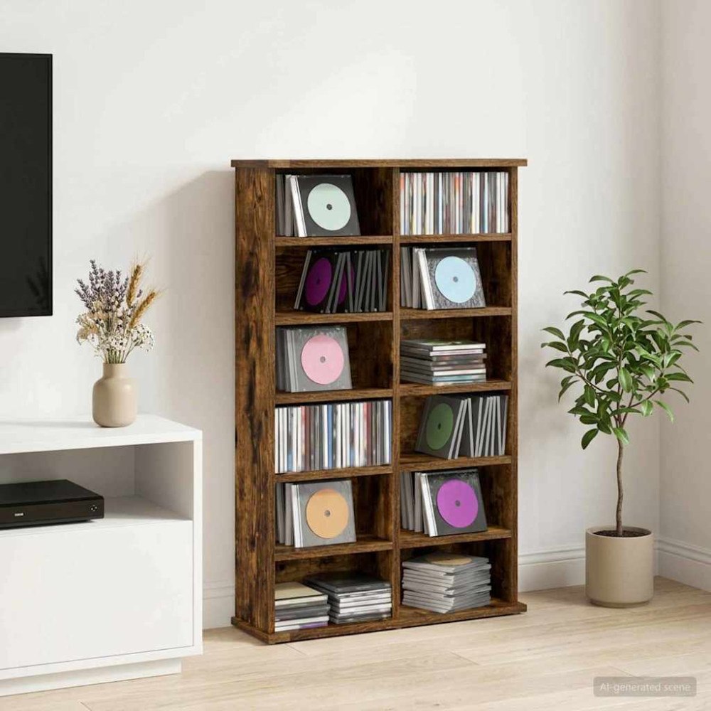 vidaXL CD Skåp Rökt ek 60 x 17 x 92 cm Konstruerat trä