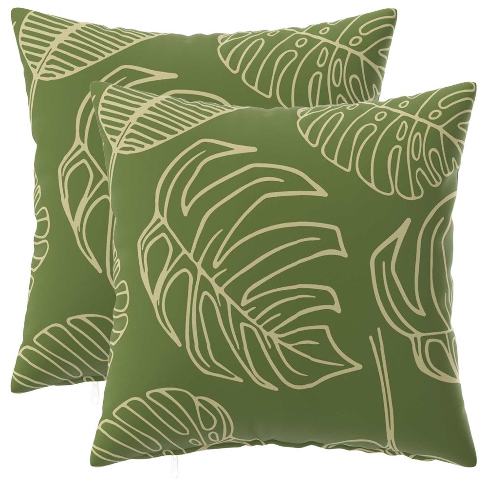 vidaXL Kuddöverdrag 2 st HEERLEN Bladdesign 35 x 35 cm Polyester